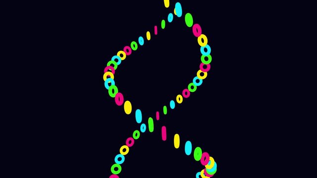 Colorful abstract double helix dna strand illustration with dots