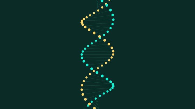 Modern dna double helix structure with dots in dark background