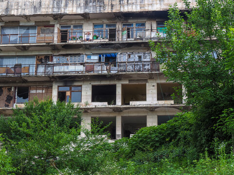 Old Soviet Hotel Building Inhabited by Refugees in Georgia