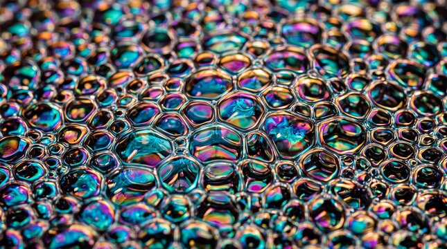 Macro Iridescent Soap Bubbles Foam Abstract Background Texture