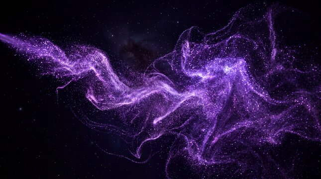 Abstract Flowing Purple Particles on Dark Background