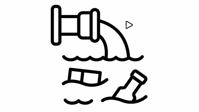 water pollution from factory there is warning danger animation video
