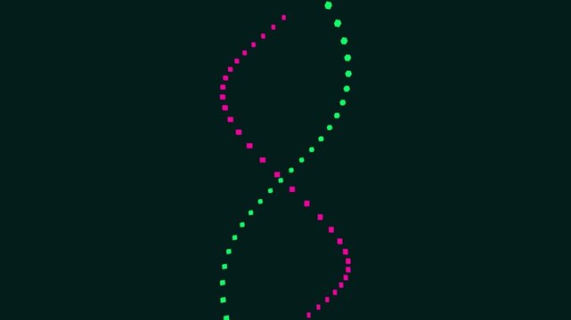 Infinity symbol made of colorful dots on dark background