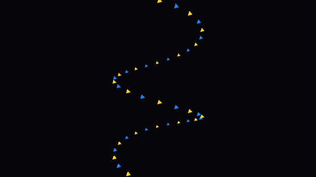 Colorful arrows forming a curved line pattern on black background