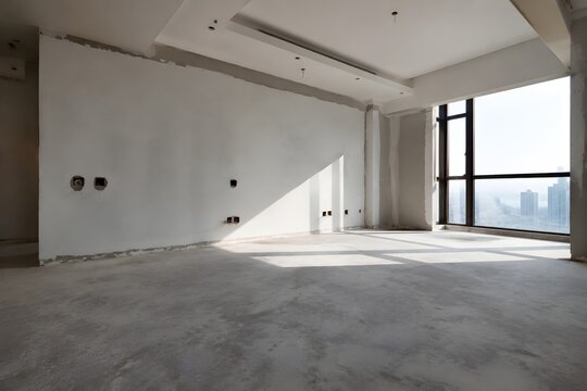 Hotel Room Rough Wall Openings for Future Electrical Fixtures with Unfinished Plaster and Bare Concrete