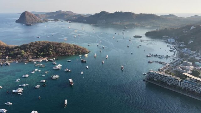 Labuan Bajo Coastline Aerial View at Pede Beach Indonesia