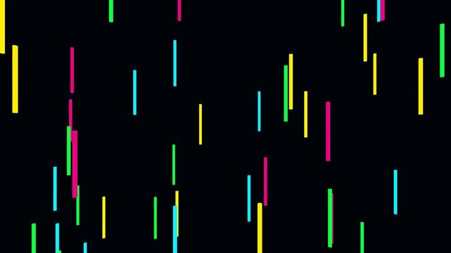 Colorful vertical bar stock chart with upward trend on dark background
