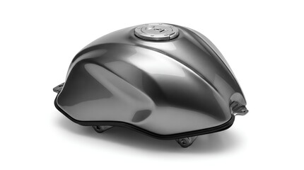 Obraz premium Metallic silver motorcycle fuel tank isolated on white background.