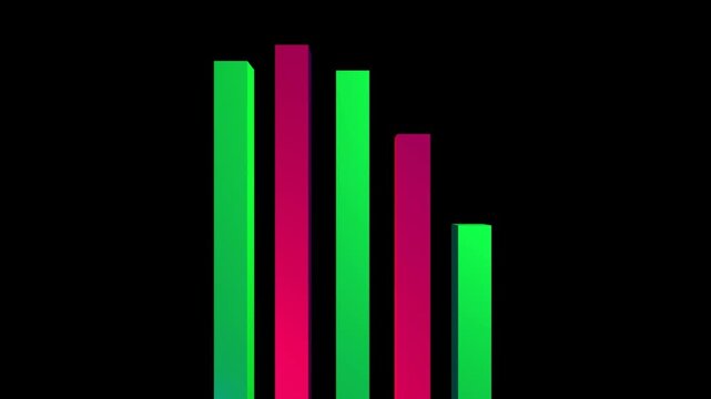 Colorful descending bar chart with green and pink bars on dark background