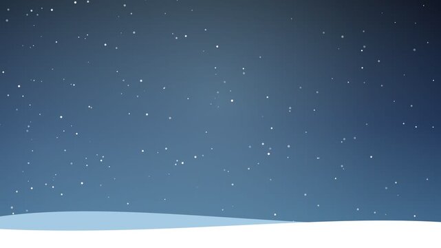 Snowflakes drifting over winter snowdrift on blue gradient sky