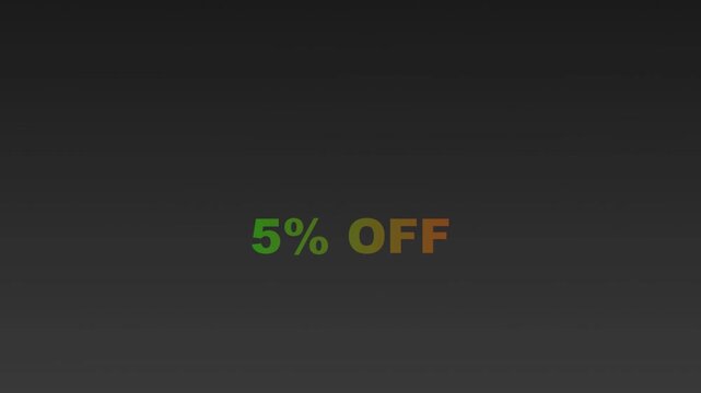 Bright digital discount sale banner showing five percent off in neon colors