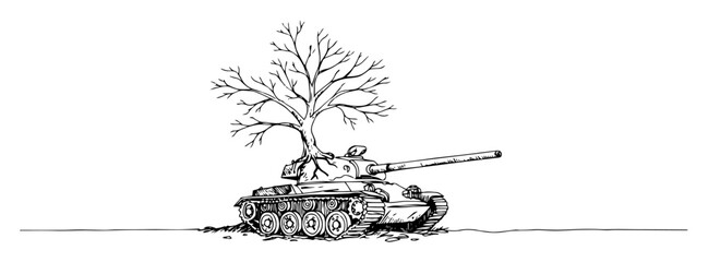 Obraz premium Tank with tree on top