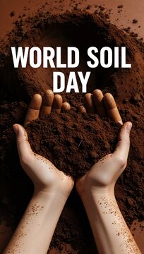 World soil day concept with hands holding rich earth