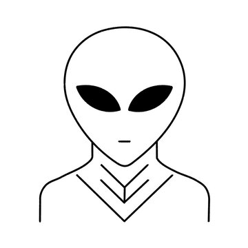 Minimalist Black Line Art Alien Head Icon illustration