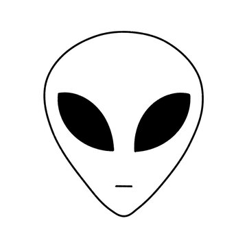 Minimalist Black Line Art Alien Head Icon illustration