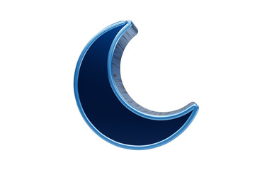 Crescent Moon Icon: A sleek, 3D rendered crescent moon emblem in deep blue, symbolizing night, dreams, and celestial beauty. © Rashed