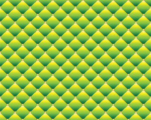 Obraz premium Light green shaded diamond shape upholstery luxury background with golden buttons with border