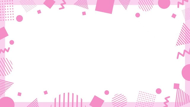 Pop cute and colorful Memphis style geometric frame background