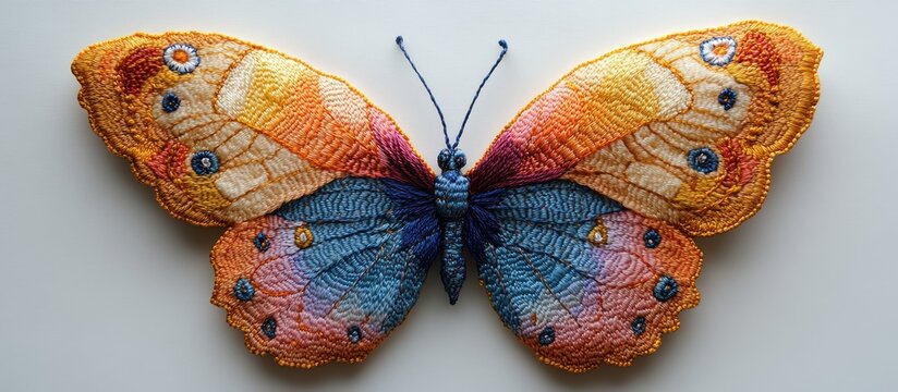 Vibrant Artistic Butterfly Illustration With Textured Wings.