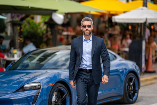 Successful business and leadership. Business entrepreneur success. Confident businessman outdoor. Successful businessman leader. Ambitious businessman in suit. Business boss man portrait