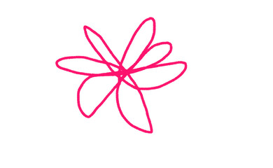 Fototapeta premium Handdrawn pink flower sketch isolated on transparent background