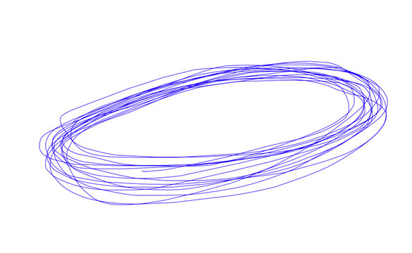 Handdrawn blue circular scribble isolated on transparent background