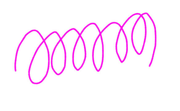 Handdrawn pink spiral doodle isolated on transparent background