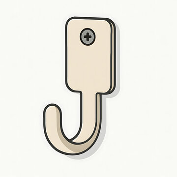 A minimalist vector illustration of a beige wooden wall hook secured with a single screw.