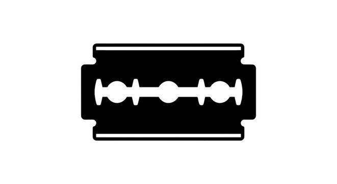 Vector illustration of black silhouette of a classic double edge razor blade on a transparent background