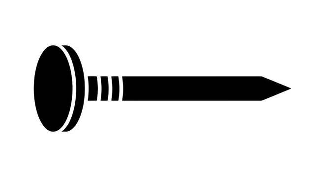 Vector illustration of metal nail icon silhouette on a transparent background
