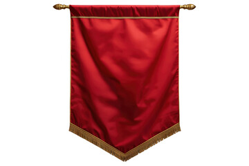 Red satin pennant banner with gold trim