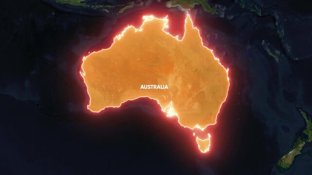 Australia Northern Territory Map Location Animation with 3D Realistic Effect.