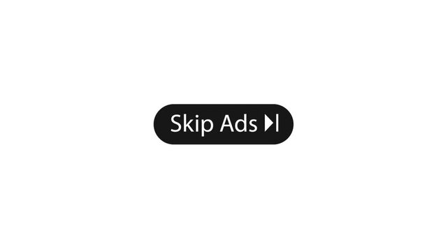Skip Ads Button Cursor Click Animation on White Background