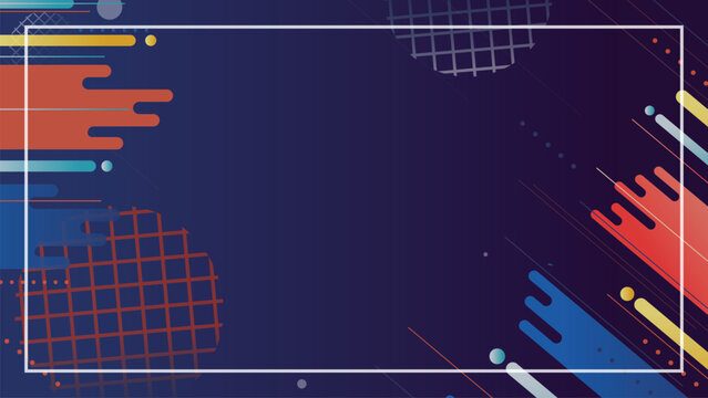 Abstract modern geometric background vector with colorful diagonal rounded lines, frame, and copy space for tech business presentation template.