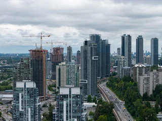 Burnaby Skyline With High-Rise Condos and Construction Cranes Overlooking Greater Vancouver, British Columbia © edb3_16