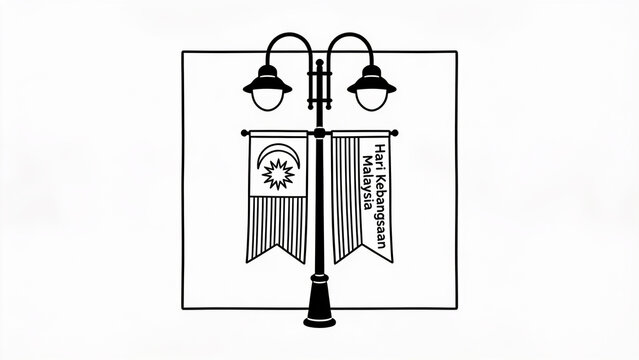 Vintage Street Lamp with Open Books and Flags Design