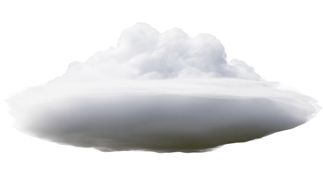 Isolated fluffy cloud with a flat dark bottom, stormy weather element, digital illustration
