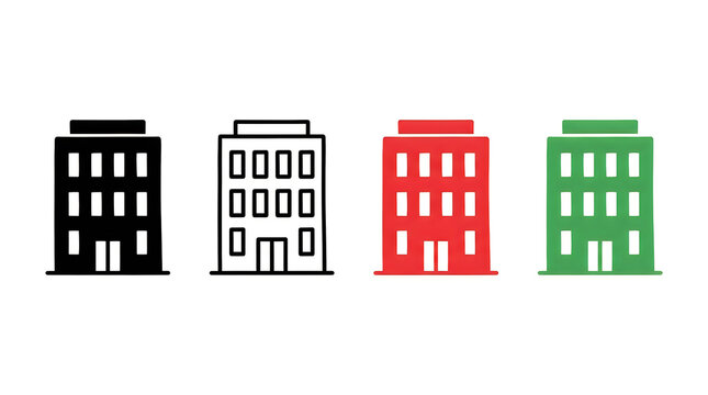 Four colorful apartment buildings illustration