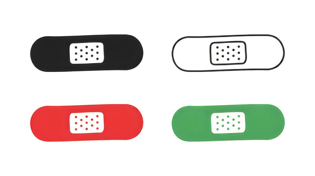 Four colored adhesive bandages with mesh window