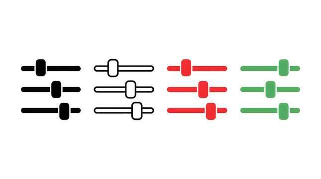 Colorful set of toggle switches in different styles