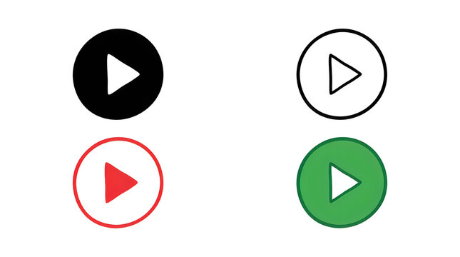Modern play button icons in different colors and styles