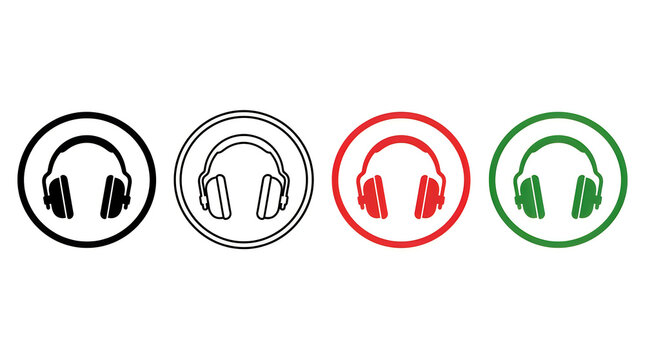 Colorful headphone icons in circles