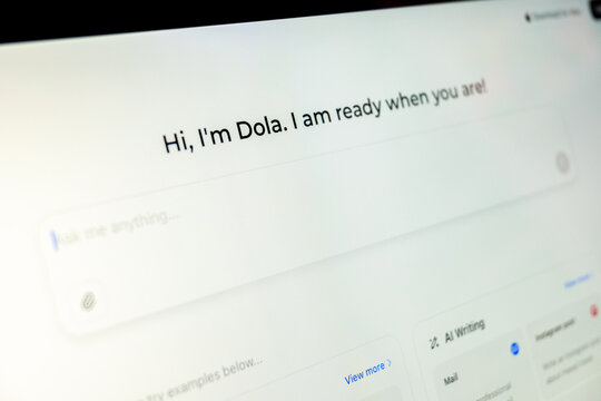 Mexico city, mexico, 01 09 2026: dola ai chatbot interface displaying conversation prompt