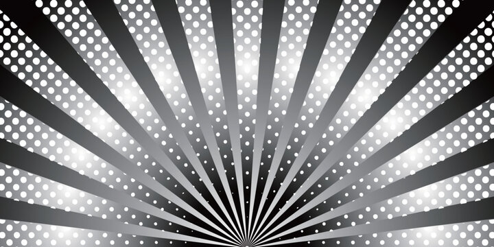 Abstract Sunburst Pattern With Monochrome Dot Halftone Effect