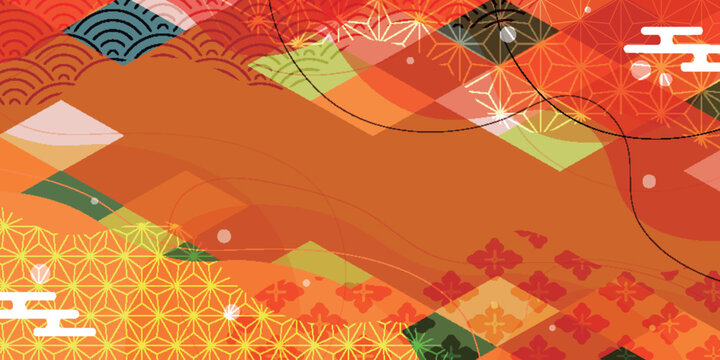 Traditional Japanese Patterned Festive Background Illustration