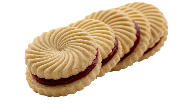Isolated stack of delicious jam-filled shortbread cookies an irresistible sweet dessert snack.