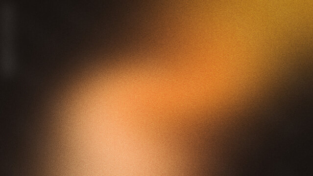 Aesthetic Dark Grainy Gradient Background with Glowing Amber Gold Light Leak Noise Texture