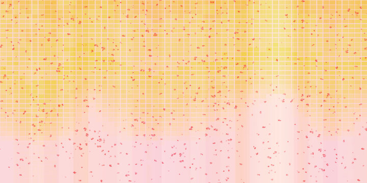 Abstract Yellow and Pink Gradient Mosaic Background with Petal Fragments
