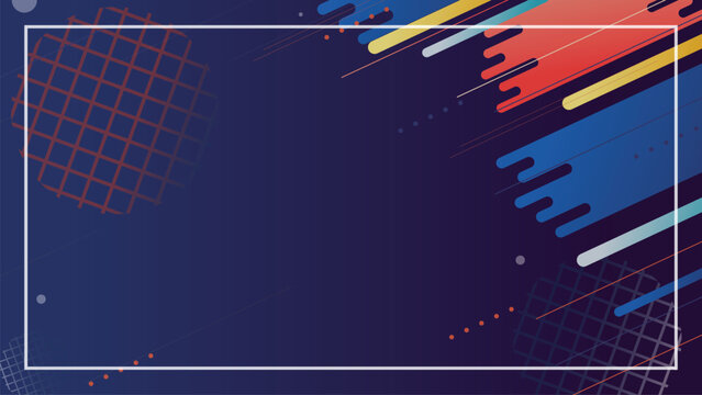 Abstract modern geometric background vector with colorful diagonal rounded lines, frame, and copy space for tech business presentation template.