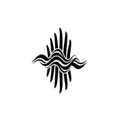Obraz premium Abstract black wave and vertical stripes icon logo vector illustration isolated on white